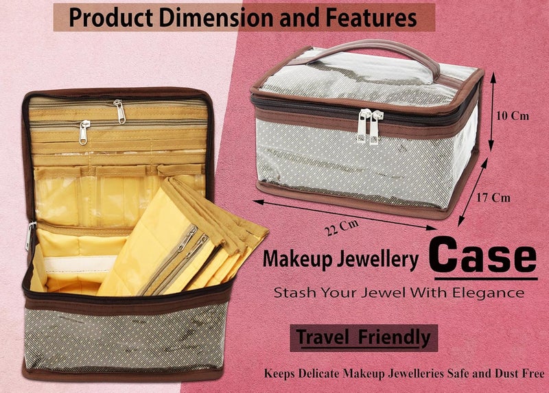 LUCES Nylon Makeup Pouches Cosmetic Jewellery Locker Kit with 7 Pouch Bag Case (Brown) - Image 4